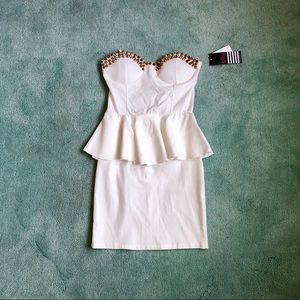 Ally Strapless Studded Peplum Dress
